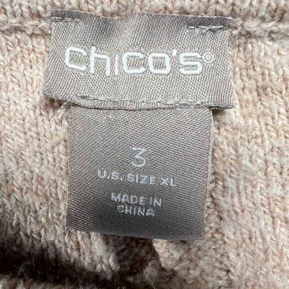 Chicos Crew Neck Long Sleeve Neutral Beige Sweater Chicos size 3 or XL - Picture 3 of 6